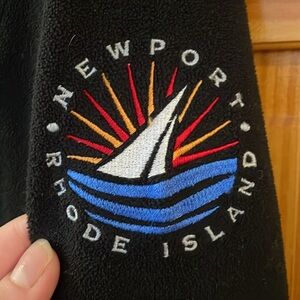 Mens Lightweight Quarter Zip in Black with Newport, Rhode Island Insignia